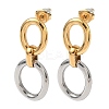 304 Stainless Steel Two Tone Oval Dangle Stud Earrings EJEW-K268-66GP-4