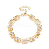 Brass Micro Pave Clear Cubic Zirconia Rectangle Link Chain Bracelets for Women ZIRC-T016-07G-2