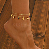 Brass Sweet Romantic Blue Evil Eye Heart Pendant Anklets for Women's Gift CA3994-1