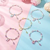 5Pcs Frosted Dyed Synthetic Moonstone & Shell Pearl Round Beads Stretch Bracelets BJEW-JB11822-1