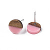 Opaque Resin & Walnut Wood Stud Earrings EJEW-N017-008-B04-3