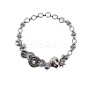 Sun Heat Button Stainless Steel & Acrylic & Plastic Imitation Pearl Choker Necklaces FS-WG98DB1-01-5