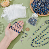 15Pcs Jesus Cross Zinc Alloy Pendant Blue Glass Rondelle Rosary Bead Necklaces for Women Men NJEW-WA0001-02-3