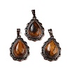 Natural Tiger Eye Teardrop Pendants G-K363-01R-03-1