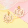 304 Stainless Steel & Bohemian Beaded Flower Dangle Stud Earrings for Women EJEW-R001-04B-4