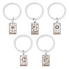 Unicraftale 5Pcs 5 Style Rectangle with Tarot 316 Stainless Steel Pendant Keychains KEYC-UN0001-13P-1