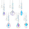 6Pcs 6 Styles Teardrop & Oval Glass Hanging Suncatchers HJEW-FH00201-1