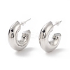 Brass C-shape Stud Earrings LS-EJEW-A072-17LP-1