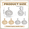 2Pcs 2 Colors 304 Stainless Steel Pendants STAS-LP0003-92L-2