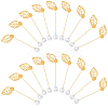 60Pcs 2 Styles Leaf Stainless Steel Round Tray Stick Lapel Pins JEWB-SC0001-75E-1