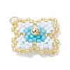 Handmade Glass Seed Beaded Quatrefoil Pattern Pendants PALLOY-MZ00965-01-3