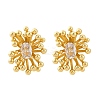Flower Brass Clear Cubic Zirconia Stud Earrings EJEW-R025-22G-4
