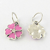 Enamel Style Flower Alloy Rhinestone Charms ENAM-S085-M-2