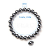 Silver Plate Non-magnetic Synthetic Hematite Round Beads Stretch Bracelets BJEW-PH0001-8mm-21-3
