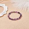 Natural Amethyst Column Beaded Stretch Bracelet BJEW-JB08596-04-2