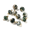 Natural Tree Agate Rondelle Charms with Rack Plating Brass Loops G-G110-05B-12-1