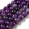 Faceted Natural Dragon Veins Agate Beads Strands G-F447-12mm-P09-2