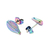 Ion Plating(IP) 304 Stainless Steel Leaf Stud Earrings for Women EJEW-I285-10MC-2