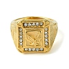 Ion Plating(IP) Square with Bird 304 Stainless Steel Rhinestone Signet Rings RJEW-Q815-04G-M-2
