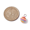 Rainbow Color Resin Waxberry Round Charms with Platinum Tone Iron Loops PALLOY-JF02774-2