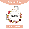 5Pcs 5 Colors Alloy Rose Link Chain Bracelets Set with Rhinestone BJEW-FI0001-63-2