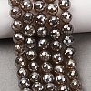 Electroplated Natural Agate Beads Strands G-B191-A07-8mm-17-1