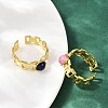316 Stainless Steel with Natural Mixed Gemstone Cuff Rings RJEW-Z098-01G-12-3