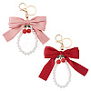 2Pcs 2 Colors Polyester & Alloy & Plastic Keychains KEYC-TA0001-52A-1