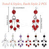 12Pcs 6 Styles Mixed Stone Round Tassel Big Pendants PALLOY-PHE00009-2