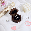 Hexagon Shaped Wooden Couple Ring Boxes with Magnetic Hinged Lid AJEW-WH0695-028-4