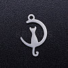 Non-Tarnish 201 Stainless Steel Kitten Pendants STAS-Q201-JN272-1-1
