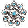 10Pcs 1-Hole Alloy & Turquoise Buttons FIND-GF0002-23-1