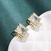 Brass Micro Pave Clear Cubic Zirconia Stud Earrings EJEW-C174-02B-G-2