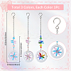 3Pcs 3 Colors 304 Stainless Steel Chain & Glass Pendant Decoration HJEW-SP0001-10-2