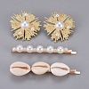 Iron Hair Clip and Stud Earrings Jewelry Sets X-SJEW-E331-06-1