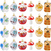 24Pcs 6 Styles Porcelain Pendants PALLOY-FH00169-1