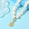 Summer Beach Brass Shell Shaped Pendant Natural Trochid Shell Chip Beaded Necklaces for Women NJEW-JN06107-1