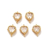 Brass Pave Clear Cubic Zirconia Heart Links Connector Charms KK-H515-01C-G-1