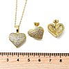 Heart Brass Micro Pave Cubic Zirconia Stud Earrings & Pendant Necklaces Sets SJEW-Z002-05G-5