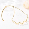 304 Stainless Steel Wavy Line Choker Slider Necklaces NJEW-Z106-01G-3