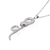 Brass Micro Pave Clear Cubic Zirconia Snake Pendant Necklaces NJEW-M080-04-1