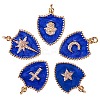 5Pcs 5 Styles Real 18K Gold Plated Brass Micro Pave Clear Cubic Zirconia Enamel Pendants ZIRC-SZ0001-35-1