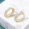 Rack Plating Brass Micro Pave Clear Cubic Zirconia Stud Earrings for Women EJEW-C125-21A-G-2