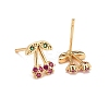 Hot Pink Cubic Zirconia Cherry Stud Earrings EJEW-G288-27G-2