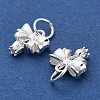 925 Sterling Silver Bowknot with Flower Charms STER-P071-10S-3