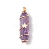 Natural Amethyst Copper Wire Wrapped Pointed Pendants PALLOY-JF02535-02-3