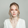 2Pcs 2 Colors 304 Stainless Steel Hollow Rose Pendant Necklaces Set for Women NJEW-AN0001-87-5