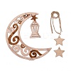 Moon & Floral Unfinished Wood Pendant Ornament WOOD-M003-03-1