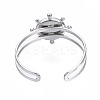 Non-Tarnish 304 Stainless Steel Open Cuff Finger Ring Cabochon Settings LS-STAS-T060-10P-2