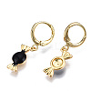 Brass Enamel Huggie Hoop Earrings EJEW-T014-19G-01-NF-2